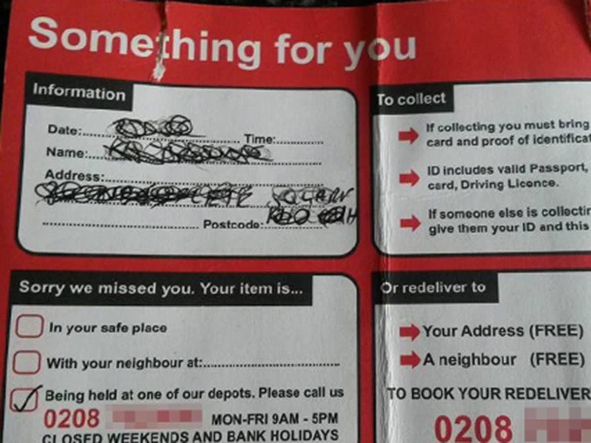 Missed Parcel Delivery Scam Warning Cards Designed To Look Like They Re From Royal Mail Aren T Action Fraud Says The Independent The Independent
