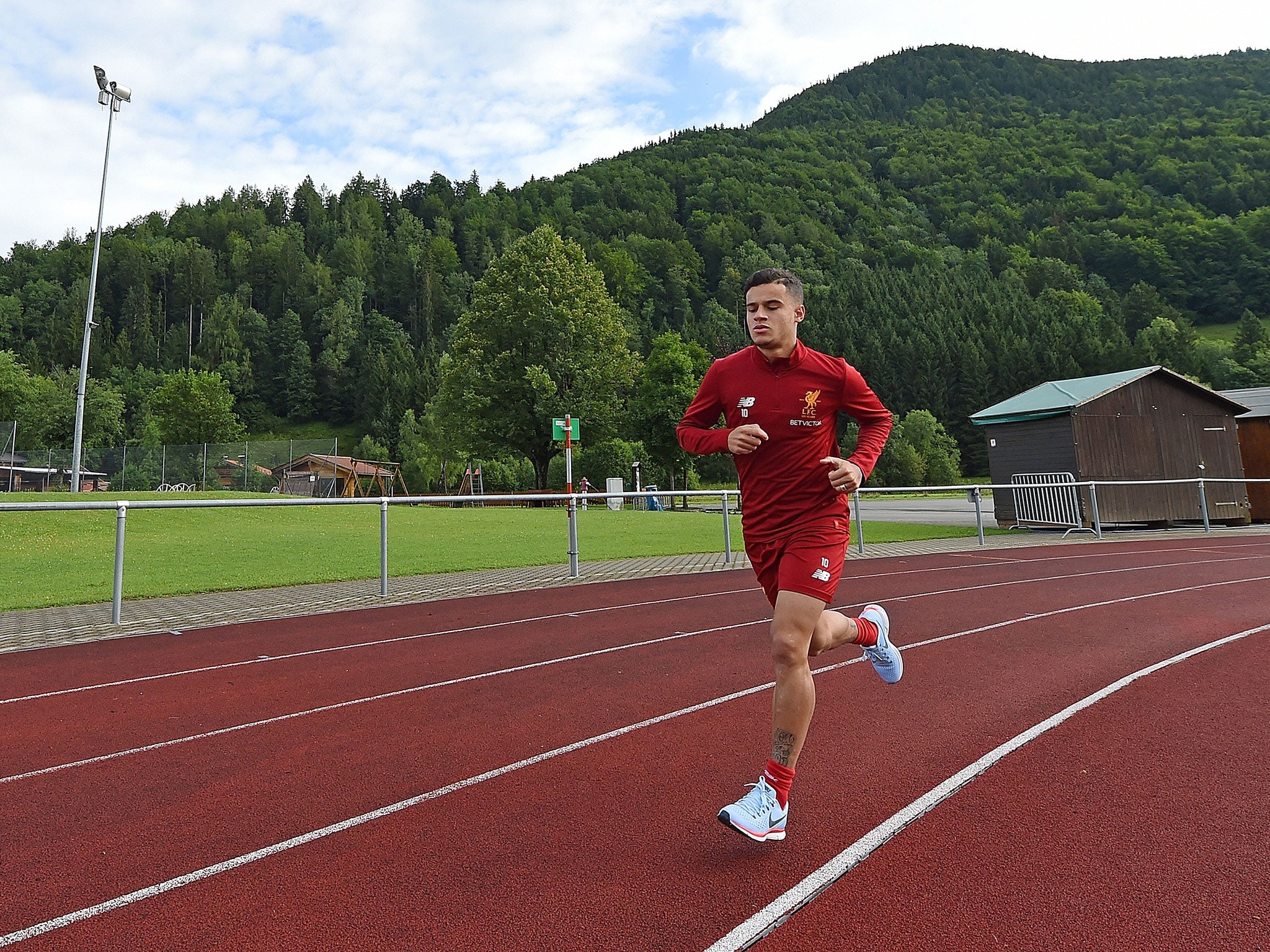 Philippe Coutinho in training during Liverpool's pre-season