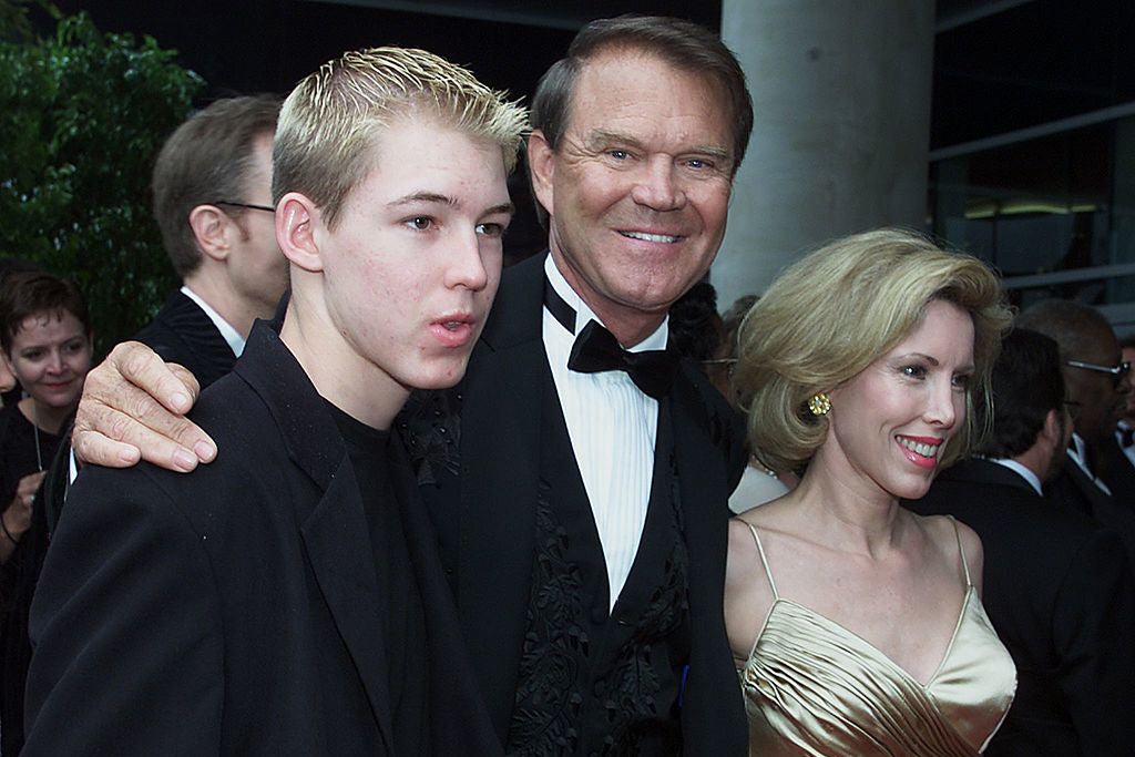 Family man: with wife Kim and son Cal at the 2000 Grammys (Getty)