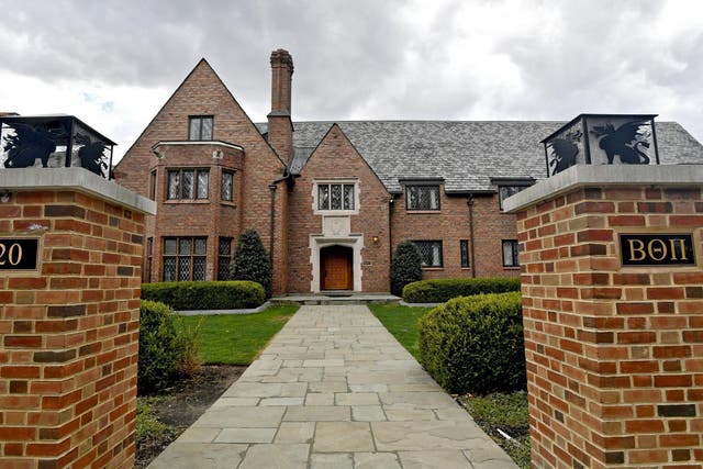 Penn State University’s former Beta Theta Pi fraternity house on Burrowes Road sits empty after being shut down