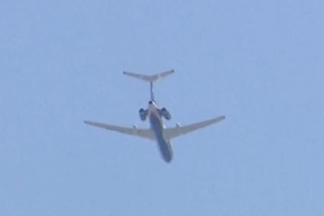 A Russian Air Force Tu-154M filmed flying over central Washington on Wednesday