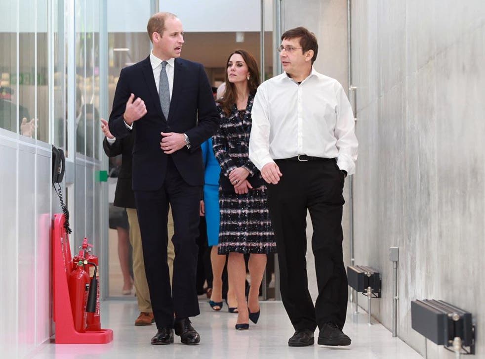 Andre Geim, professor of condensed matter physics at the University of Manchester guides Prince William and the Duchess of Cambridge around the National Graphene Institute in October 2016