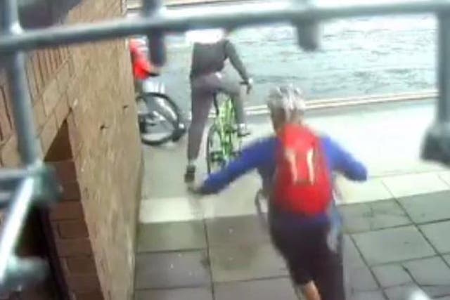 The bike shop mechanic chased and tackled the thief to reclaim his bike
