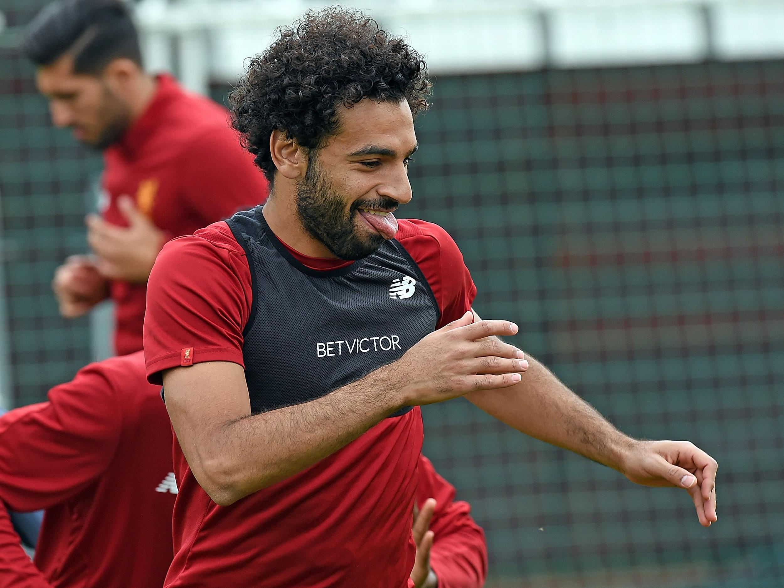 Salah in training at Liverpool (Getty)