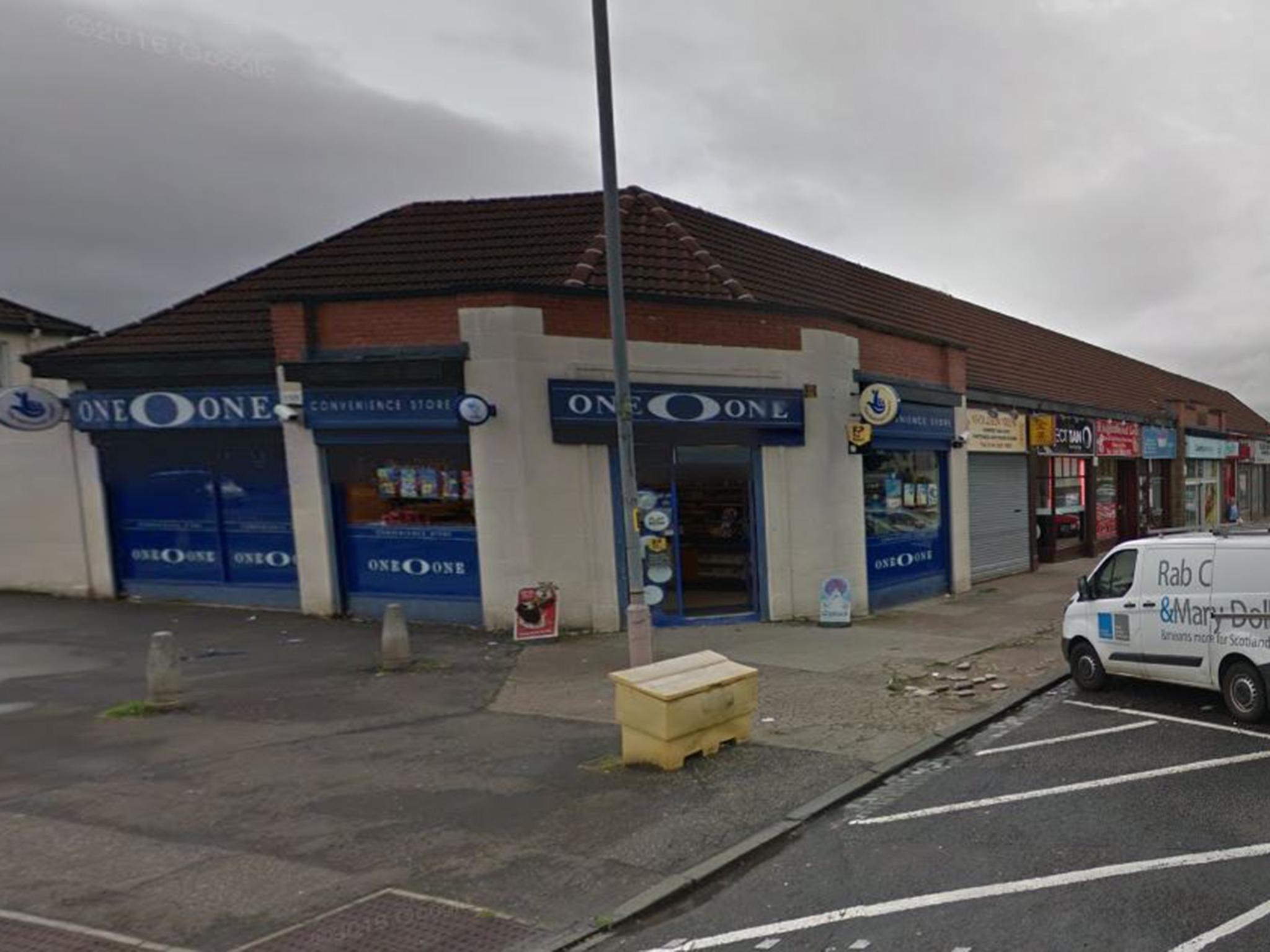 Hoggan ran away with two bottle of alcohol from the One O One shop in Dyke Road, Glasgow, after the shop assistant hit him with a mop