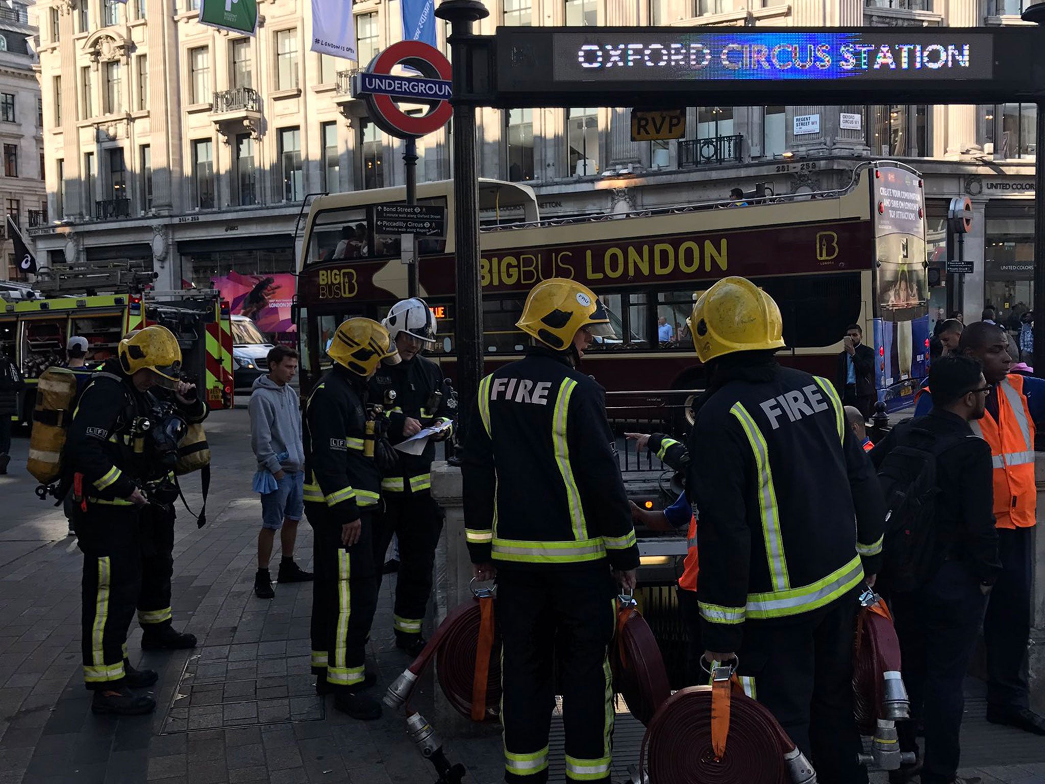 Firefighters responding to an alert at Oxford Street station on 11 August