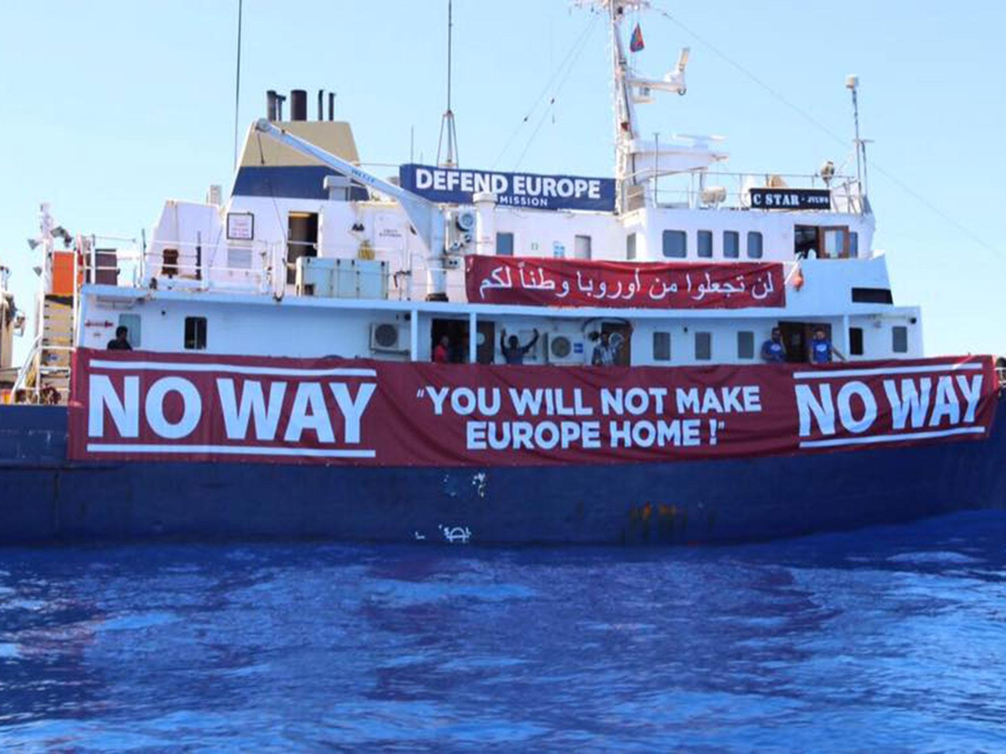 Far-right extremists aboard a vessel aiming to ‘defend’ Europe from migrants and refugees