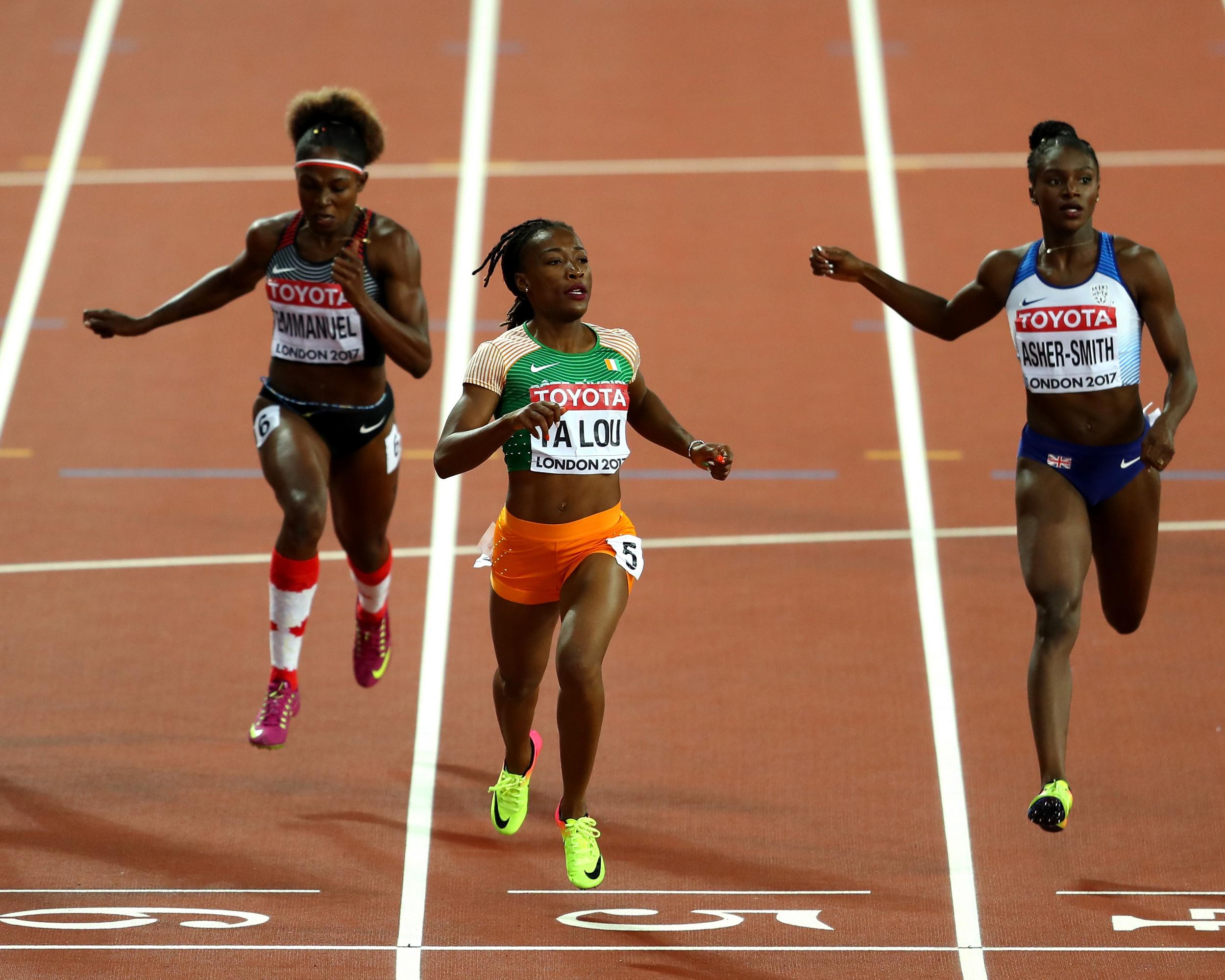 Dina Asher-Smith (R) narrowly missed out on a bronze