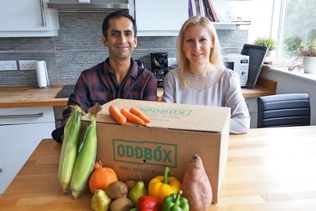 Deepak Ravindran and his wife Emilie Vanpoperinghe are the founders of Oddbox, which delivers wonky fruit and vegetable boxes