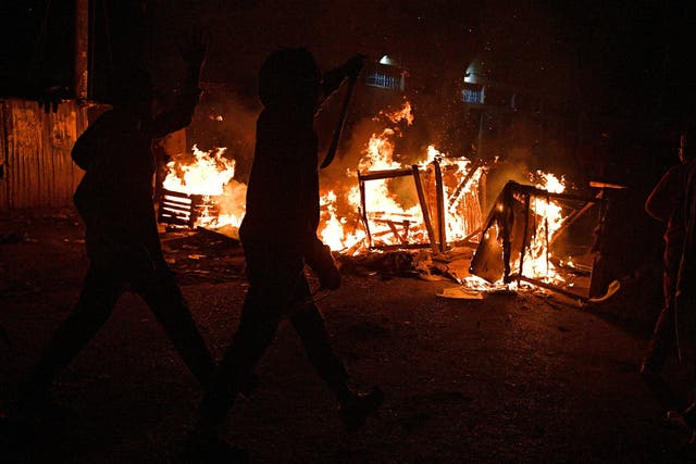 Protesters in the Kibera area of Nairobi