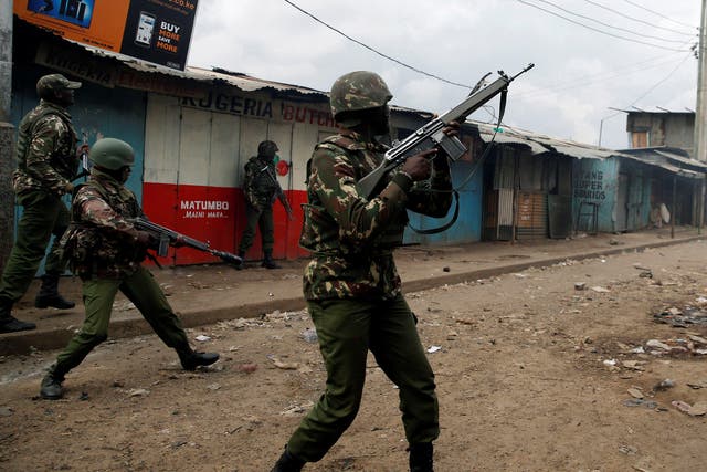 Anti riot policemen deploy to disperse demonstrators supporting opposition leader Raila Odinga in Nairobi