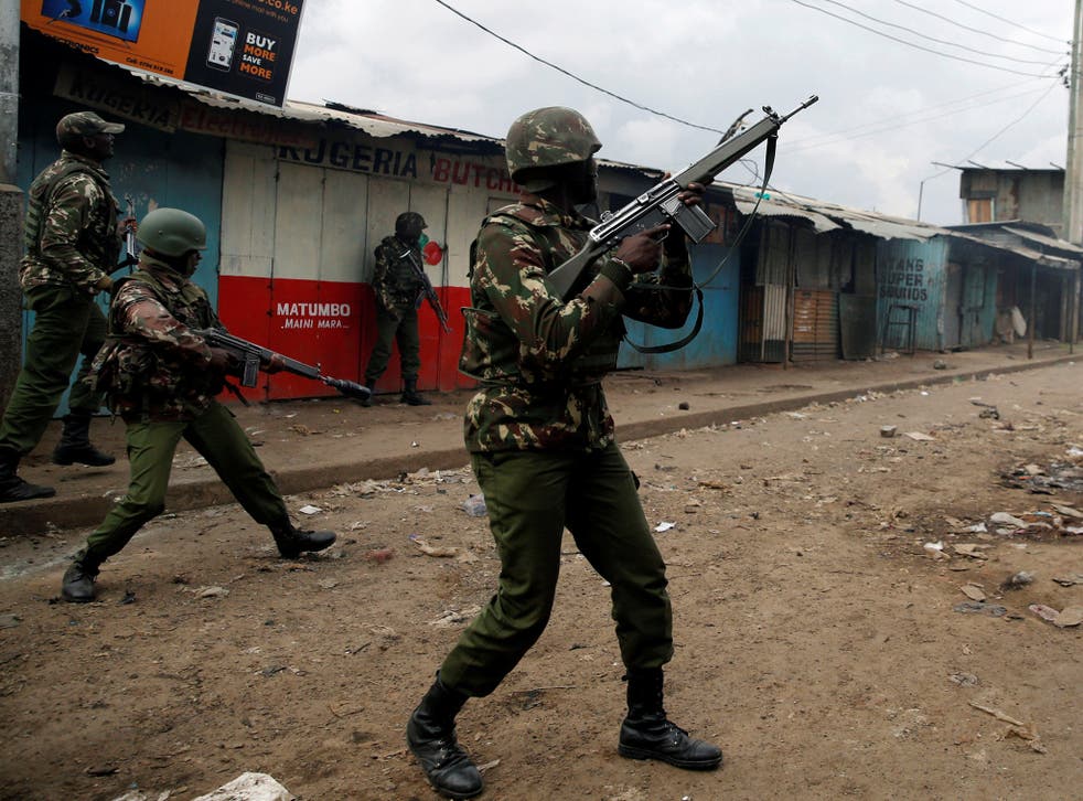 Anti riot policemen deploy to disperse demonstrators supporting opposition leader Raila Odinga in Nairobi