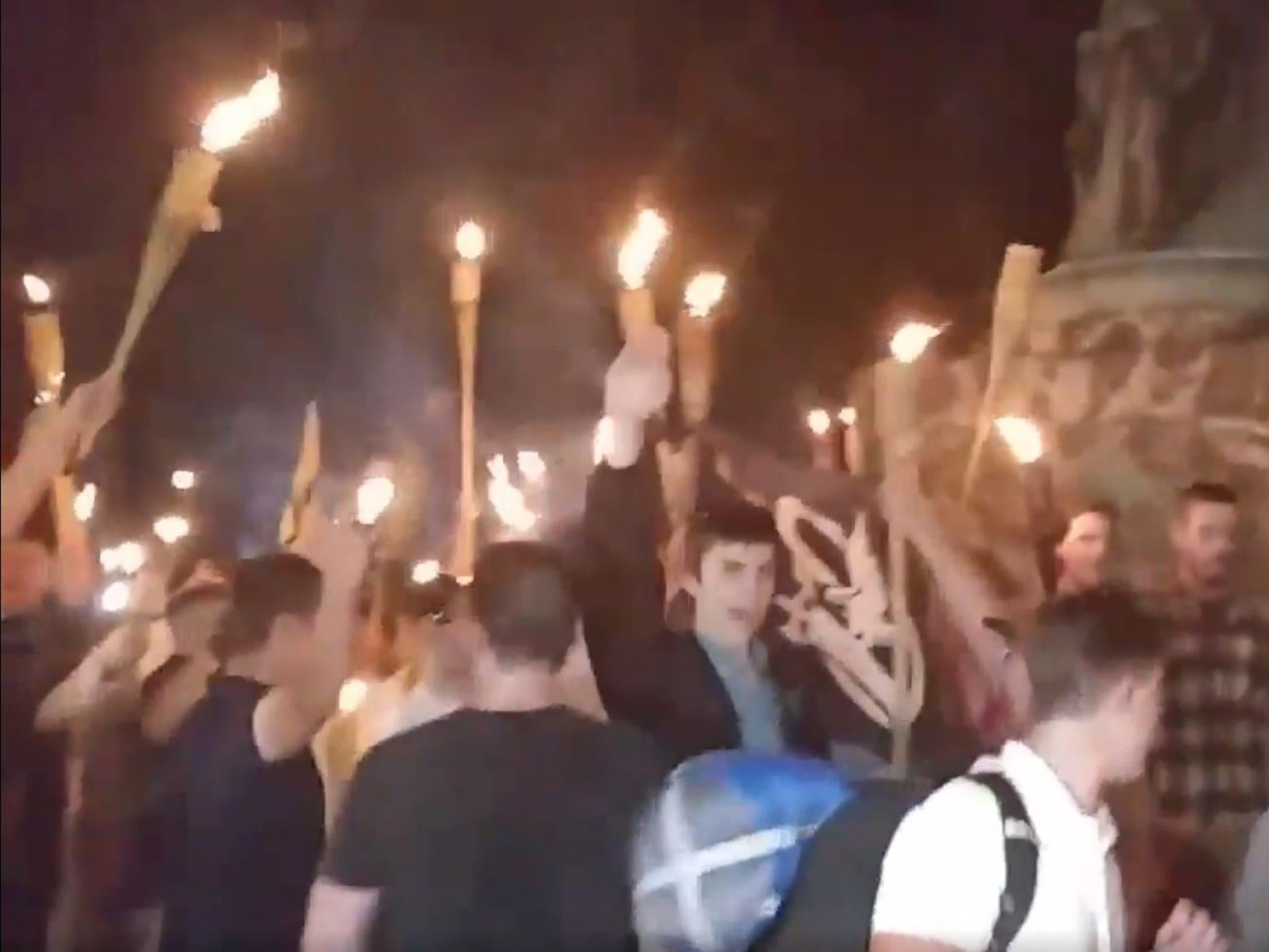White nationalist protesters carried torches and performed Nazi salutes at the University of Virginia
