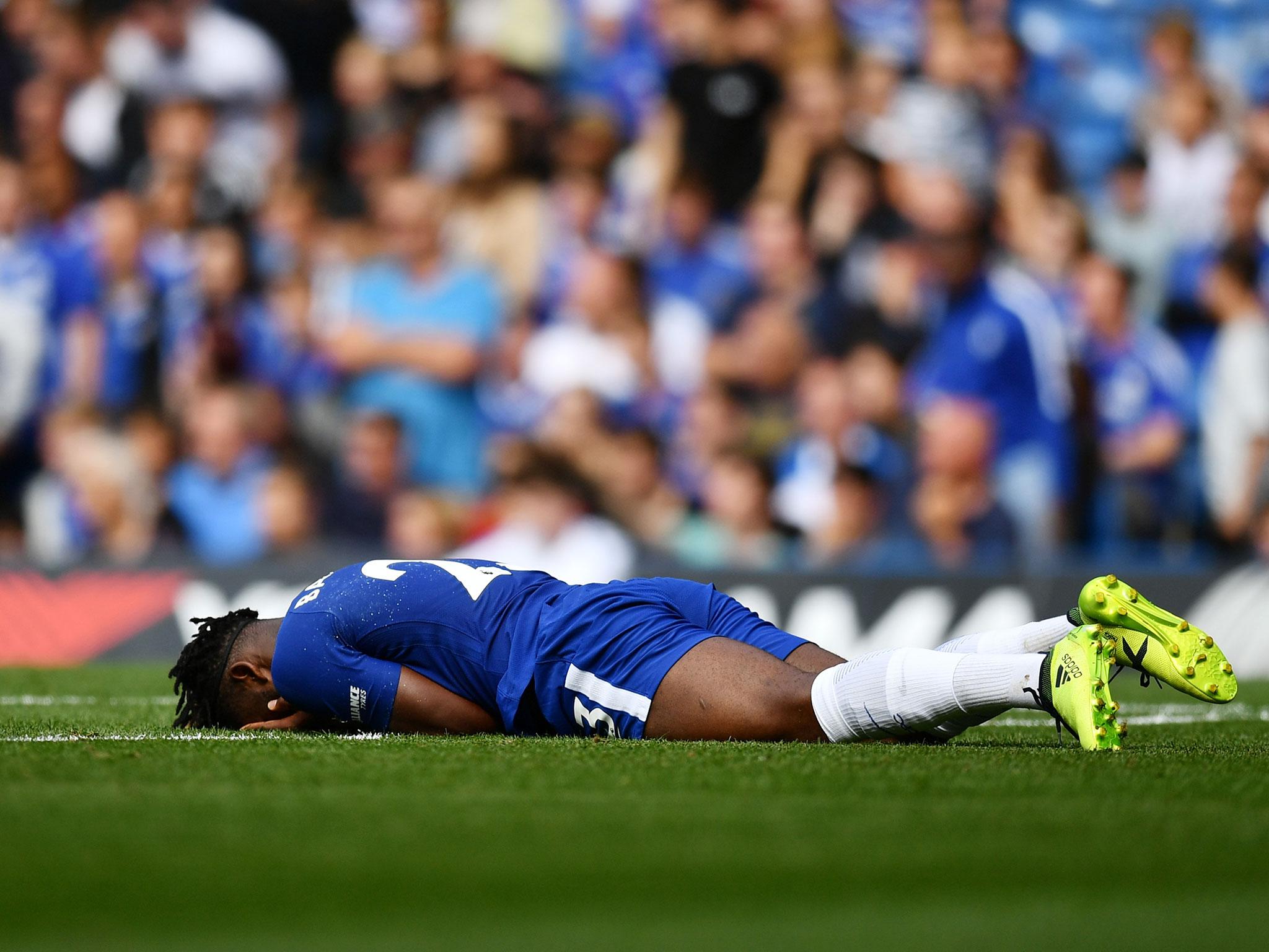 Michy Batshuayi reacts after a failed attempt on goal