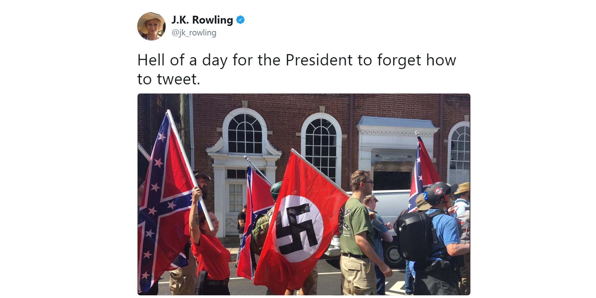 JK Rowling just took down Trump over the Charlottesville far-right rally in the most epic way