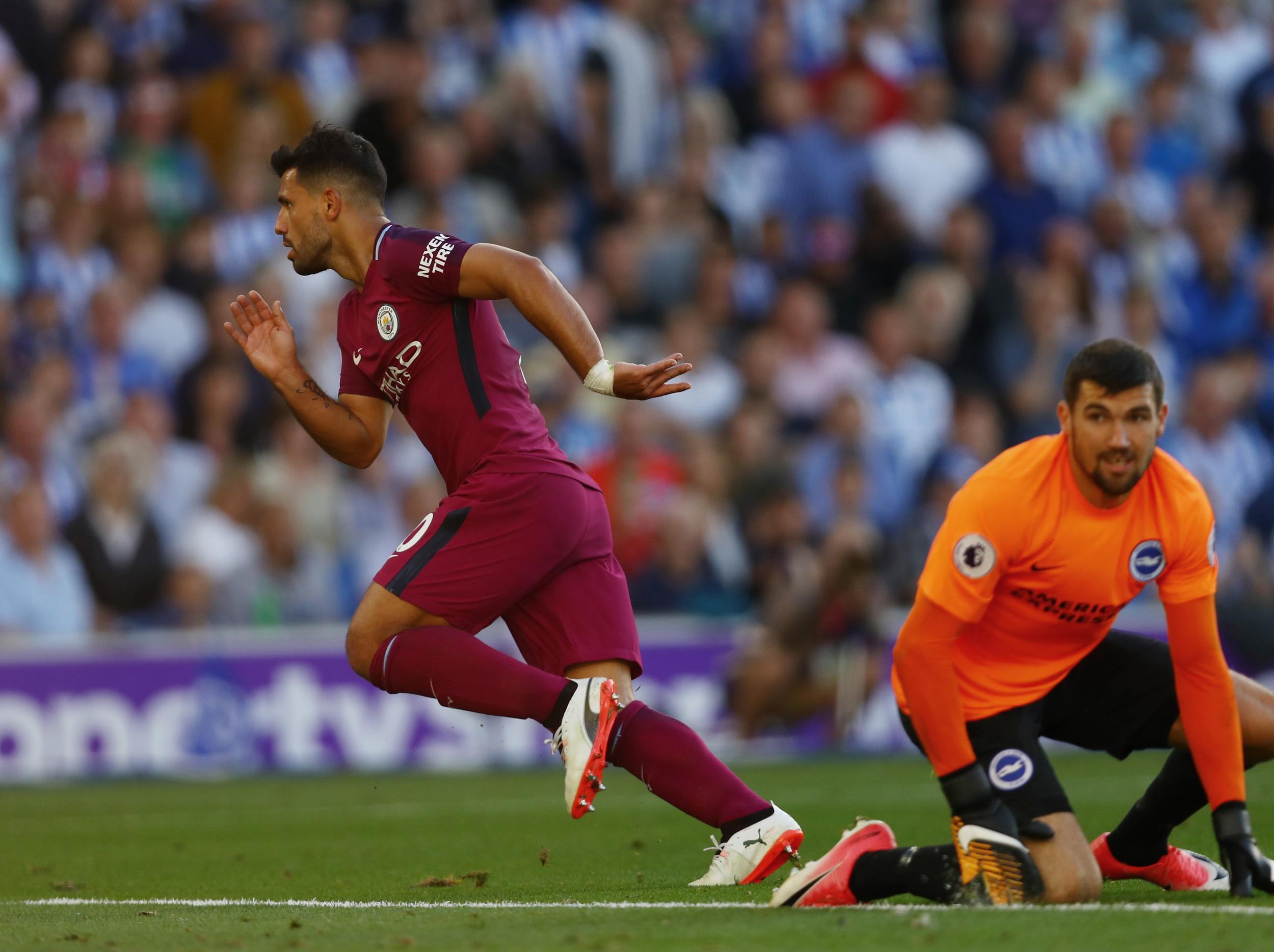 Aguero opened his 2017/18 account in City's 2-0 win