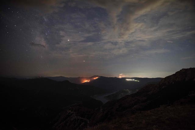 The 'Perseids' meteor shower seen late on August 12, 2017 in Skopje, Macedonia