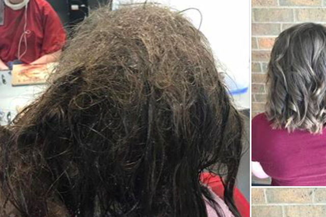 Ms Olsson and her colleague Mariah Wenger, who are both beauty therapy students, refused to cut off her waist-length hair