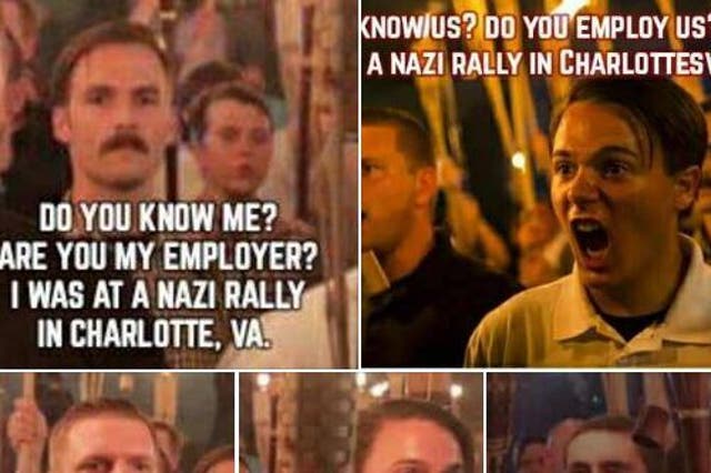A doxxing post on Facebook aiming to identify torch-wielding white supremacists