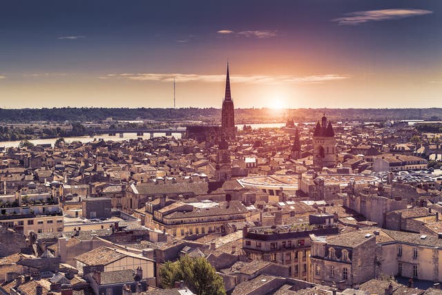Bordeaux at sunset. The city is listed as a Unesco world heritage site