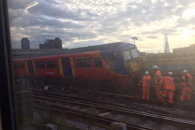 A South West Trains service derailed at Waterloo, where major expansion works are ongoing