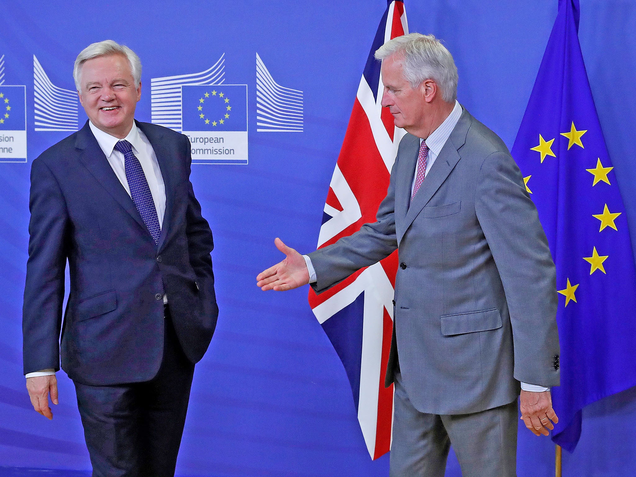 Brexit secretary David Davis with EU Brexit negotiator Michel Barnier