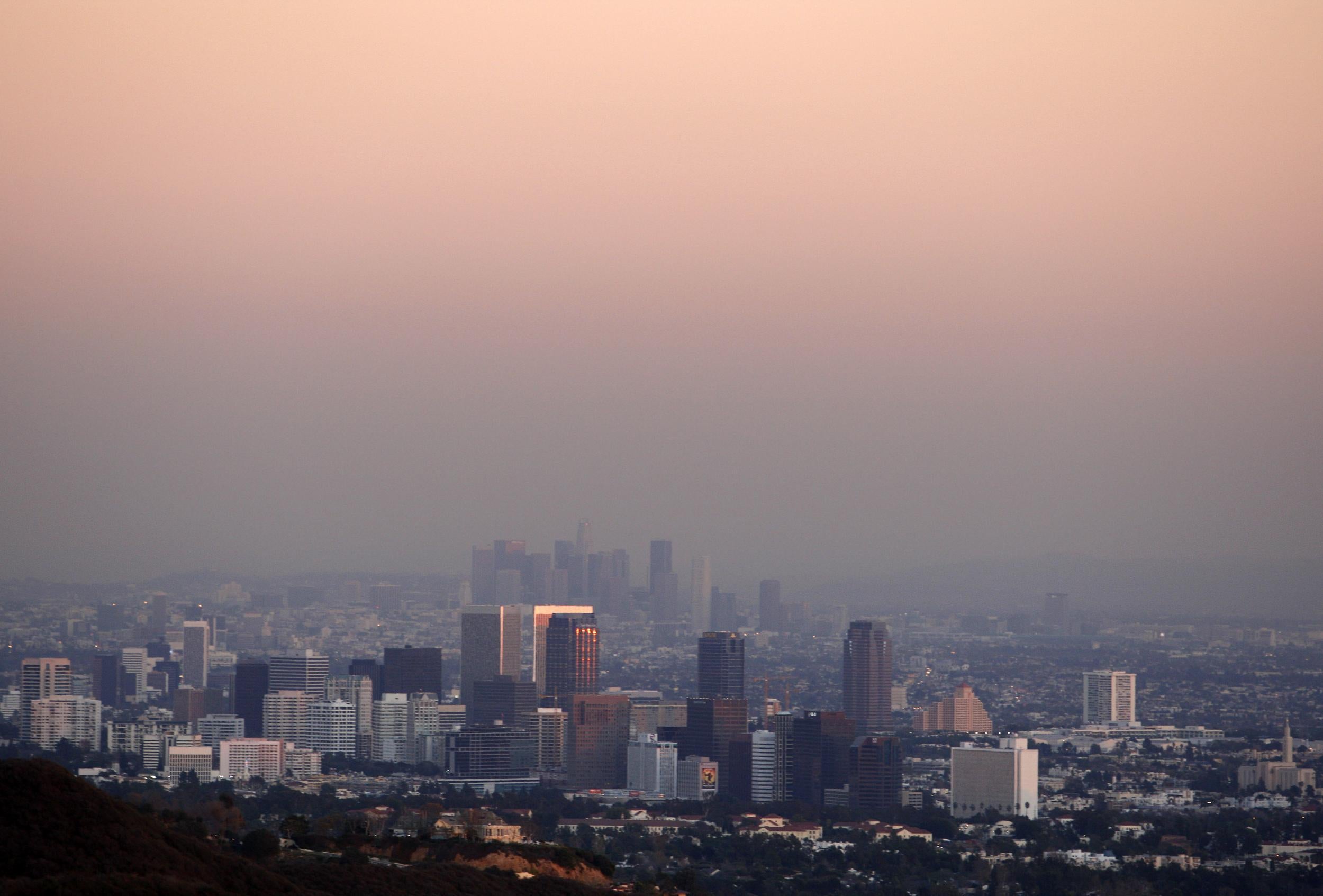 The Los Angeles skyline seen through a cloud of smog