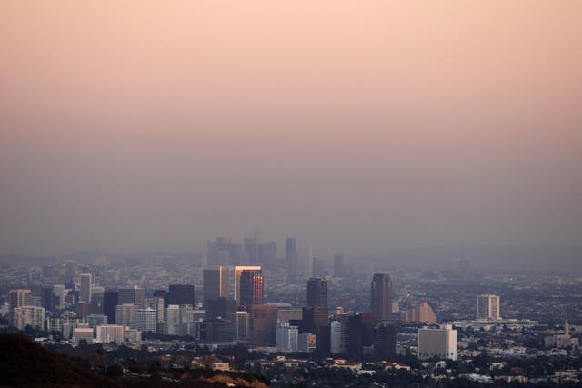 The Los Angeles skyline seen through a cloud of smog