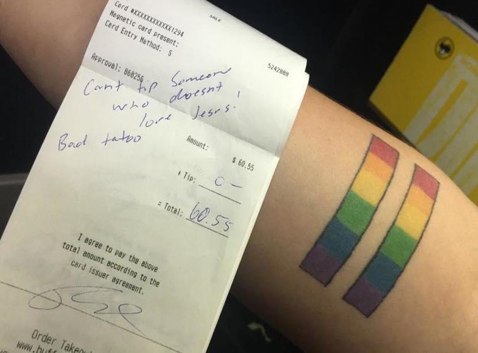 Restaurant Customers Refuse To Tip Waitress Because Of Her Lgbt Tattoo The Independent The Independent