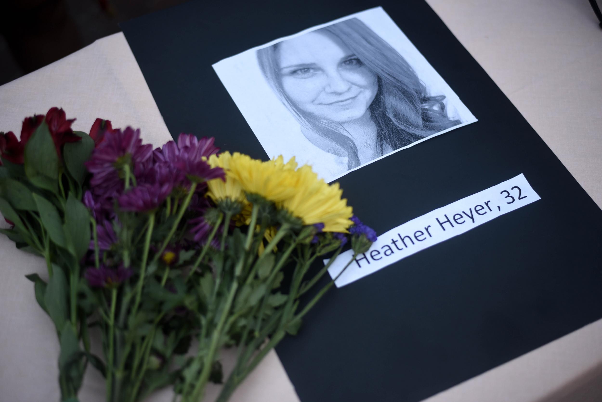 A makeshift memorial to honour Heyer after she died in Charlottesville
