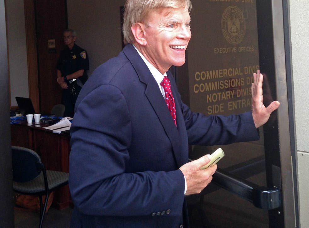 Former leader of the Ku Klux Klan David Duke, seen here in Baton Rouge, Louisiana, on July 22, 2016, kept up his praise for Donald Trump