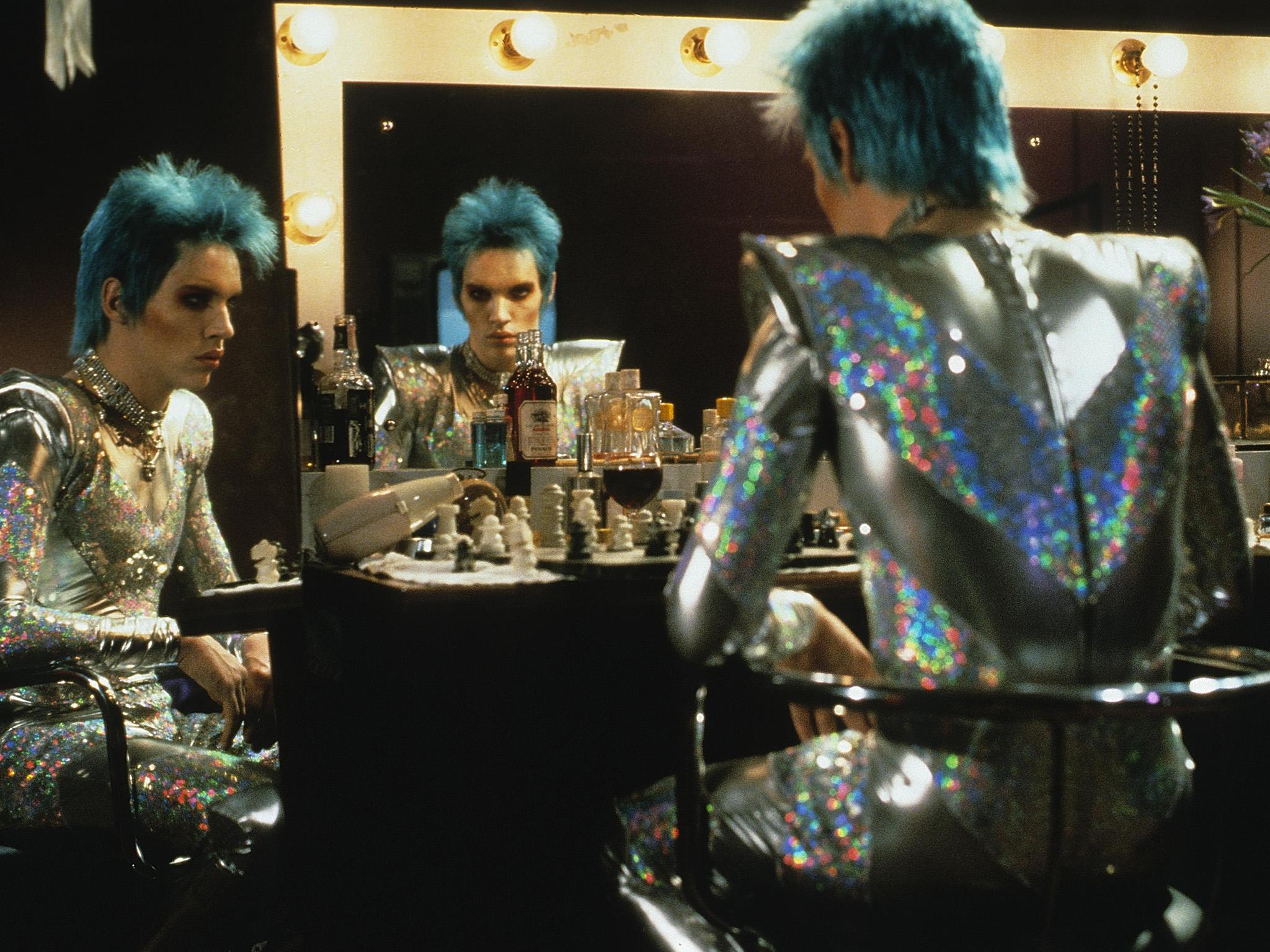 Jonathan Rhys Meyers as glam rock star Brian Slade in 1998’s ‘Velvet Goldmine’ (Rex)