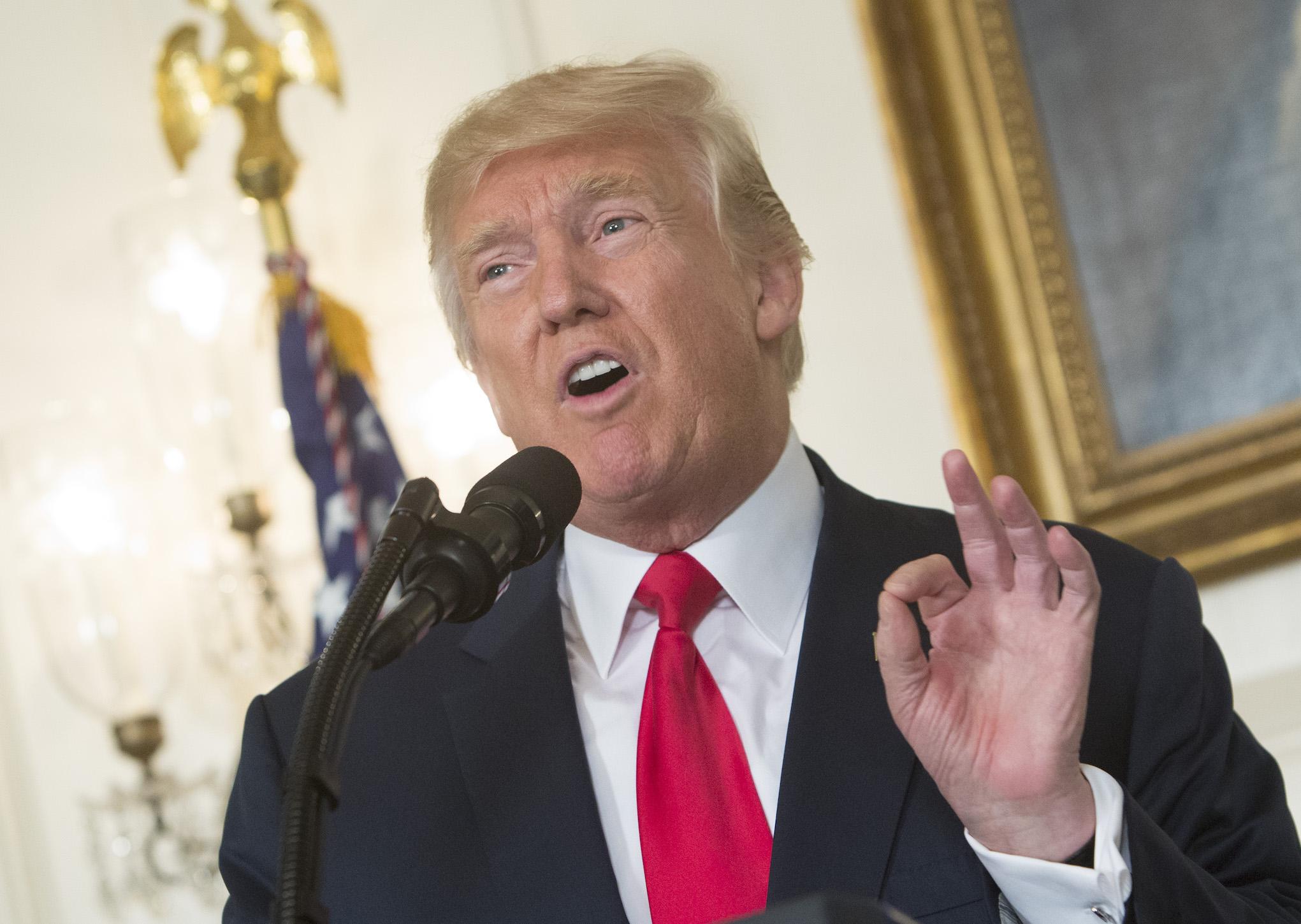 Donald Trump makes a statement on the violence in Charlottesville, Virginia at the White House