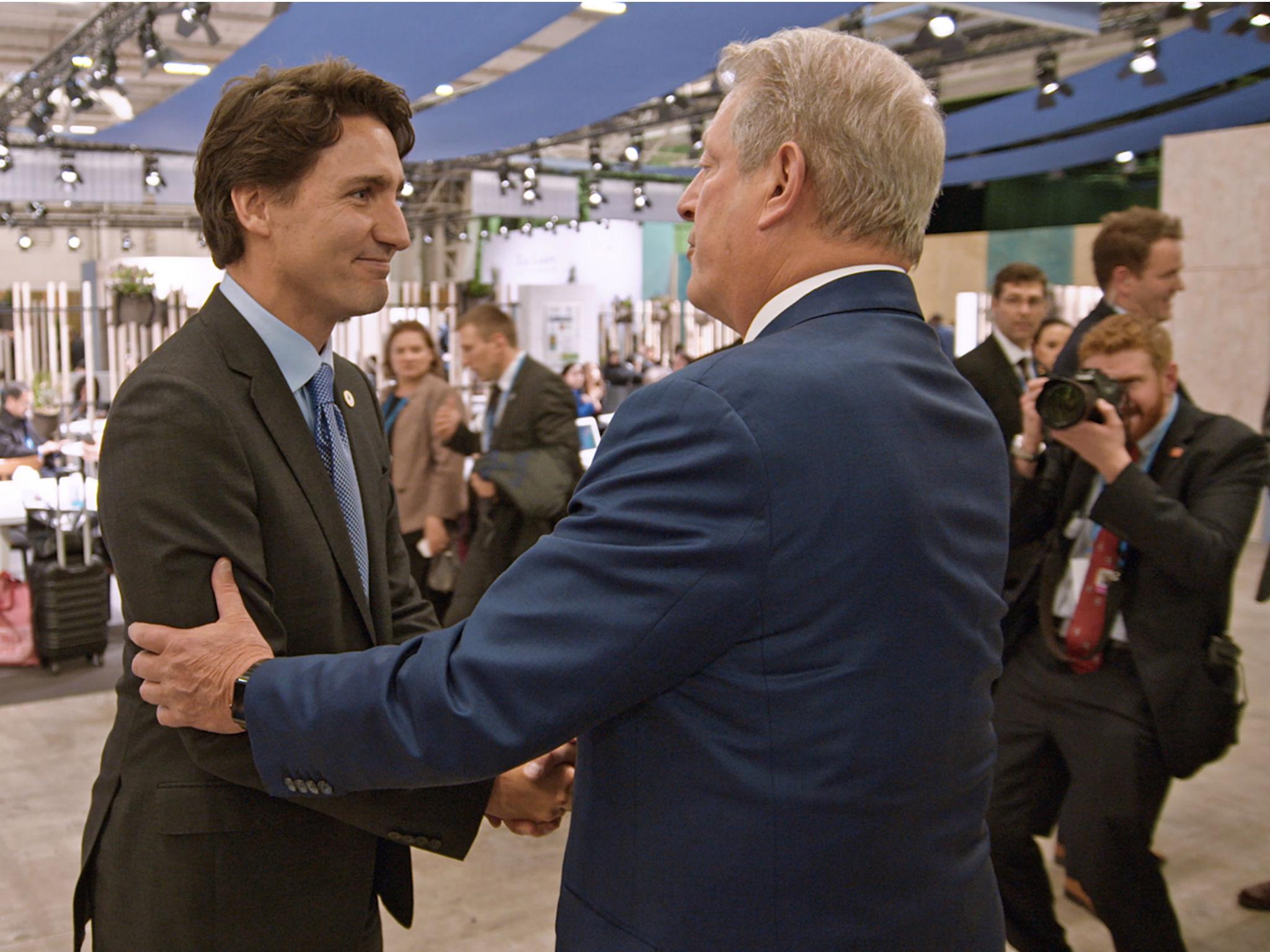 'An Inconvenient Sequel: Truth to Power' follows Gore across the globe educating and negotiating, including at the UN Climate Conference in Paris with Canadian PM Justin Trudeau (Paramount Pictures)