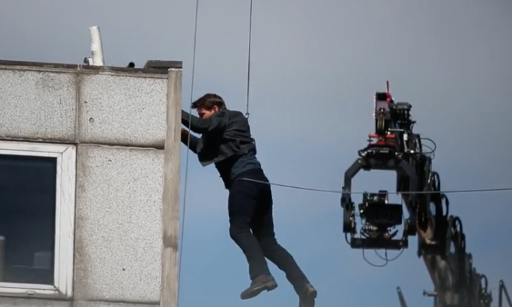 Tom Cruise was seen crashing into a wall after attempting a stunt for Mission: Impossible 6