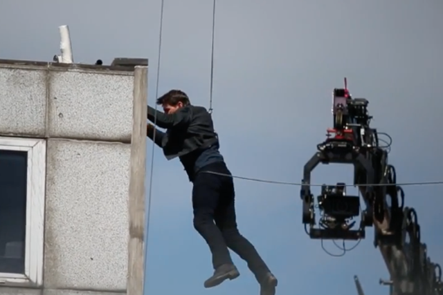 Tom Cruise was seen crashing into a wall after attempting a stunt for Mission: Impossible 6