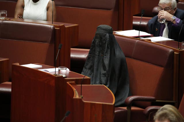 Pauline Hanson sat wearing the veil in the chamber for 20 minutes
