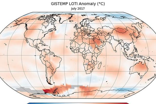 July’s average global temperature was 0.83C higher than the month’s average