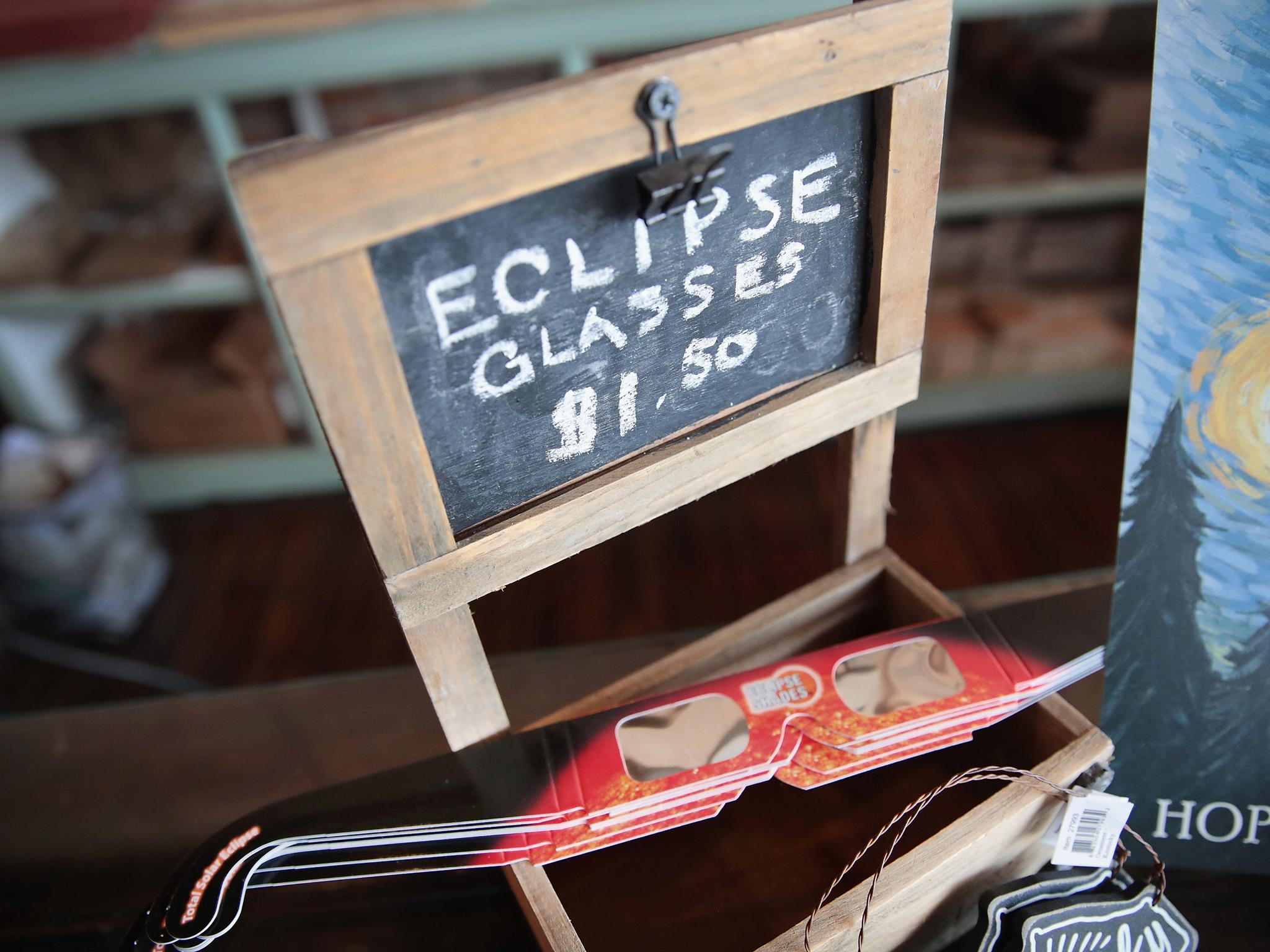 Eclipse-related items on sale in Hopkinsville, Kentucky