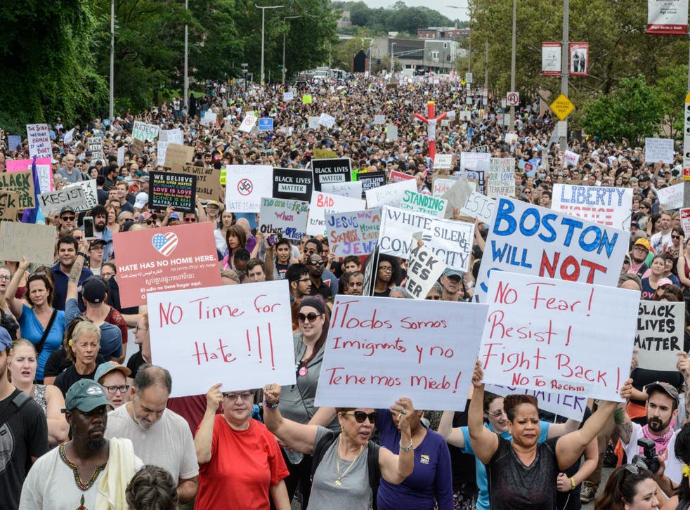 The number of counter-protesters far outnumbered the far right demonstrators