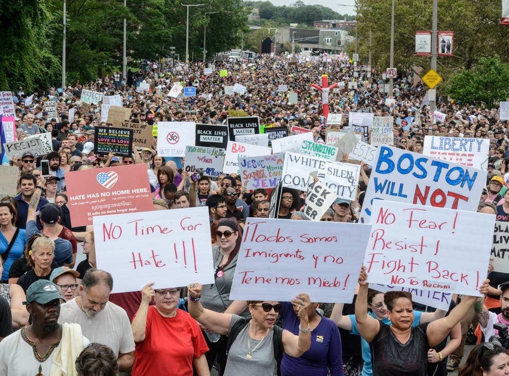 Boston free speech protests Farright demonstrators 'outnumbered 10 to