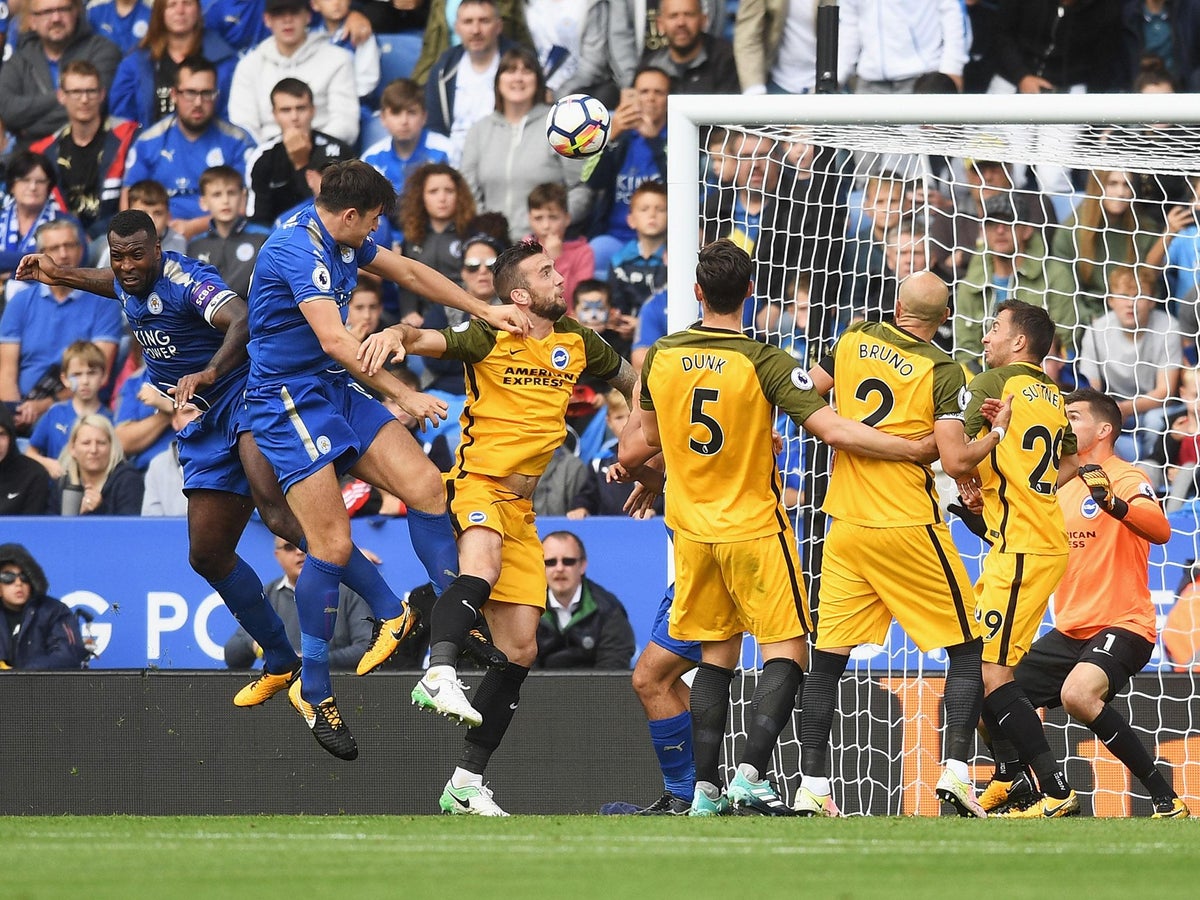 Shinji Okazaki And Harry Maguire Fire Leicester To First Win As New Boys Brighton Continue Wait For Theirs The Independent The Independent