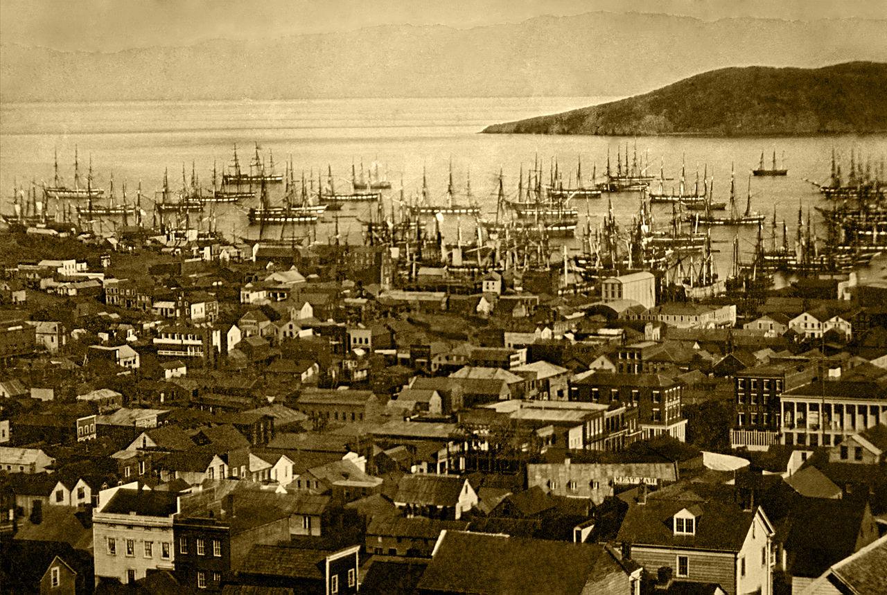 Lola Montez was married in San Francisco – its harbour is pictured in around 1850