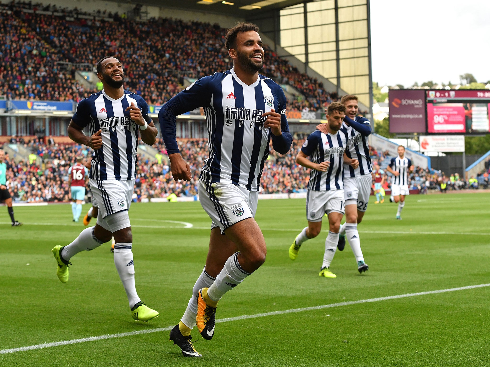 Hal Robson-Kanu celebrates scoring for West Brom after coming off the bench