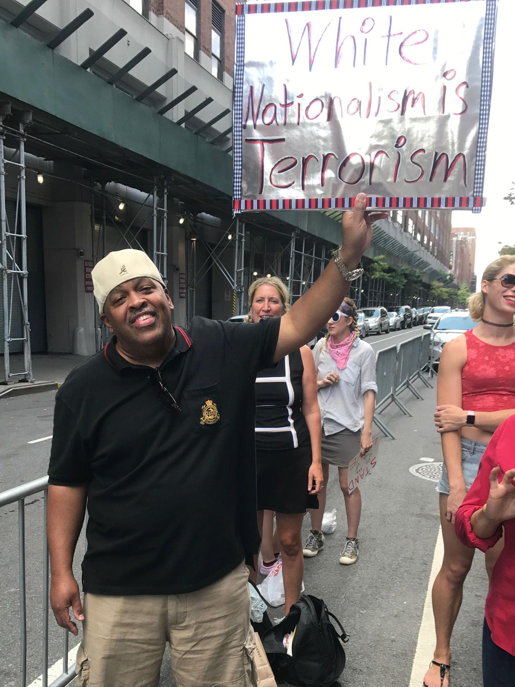 Herb Powers travelled from Queens to join the protest