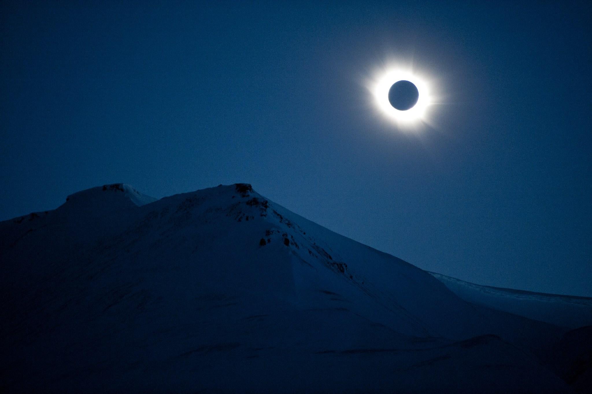 A total solar eclipse can be seen in Svalbard, Longyearbyen, Norway