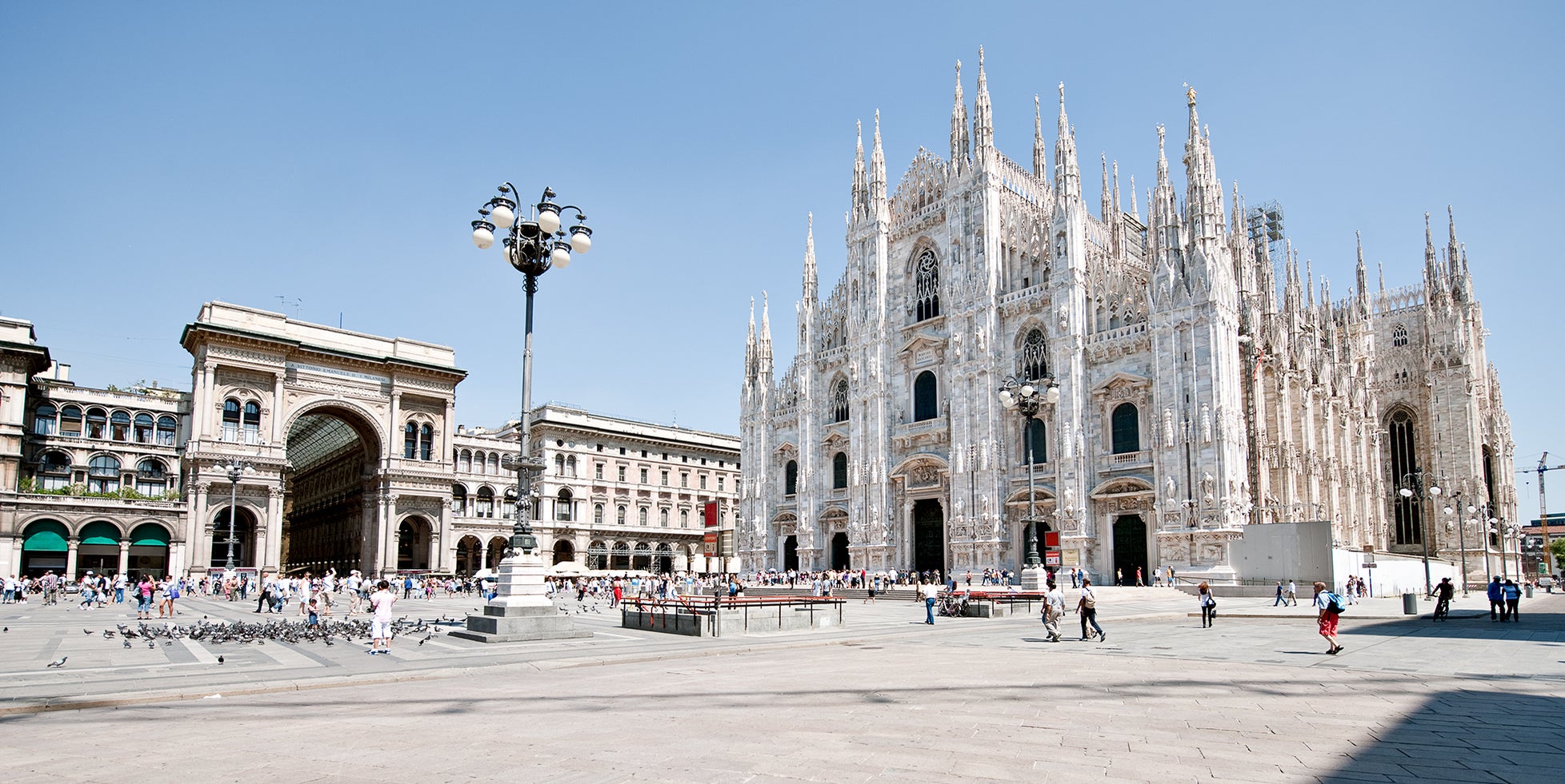 The streets leading up to Milan’s Piazza del Duomo have been protected