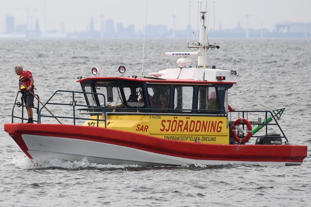 A Swedish Sea Rescue Society unit searches for missing Swedish journalist Kim Wall at Lundakra Bay between Barseback and Landskrona