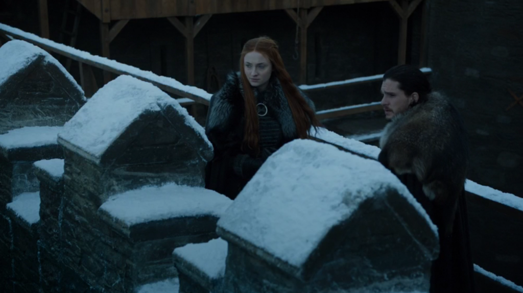 Sansa looked very different on the battlements in earlier episodes this season