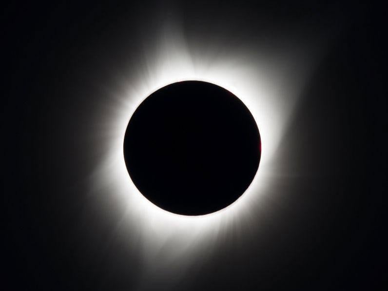 The eclipse as seen above Oregon, USA
